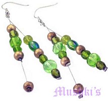 Glass bead hanging earring - click here for large view
